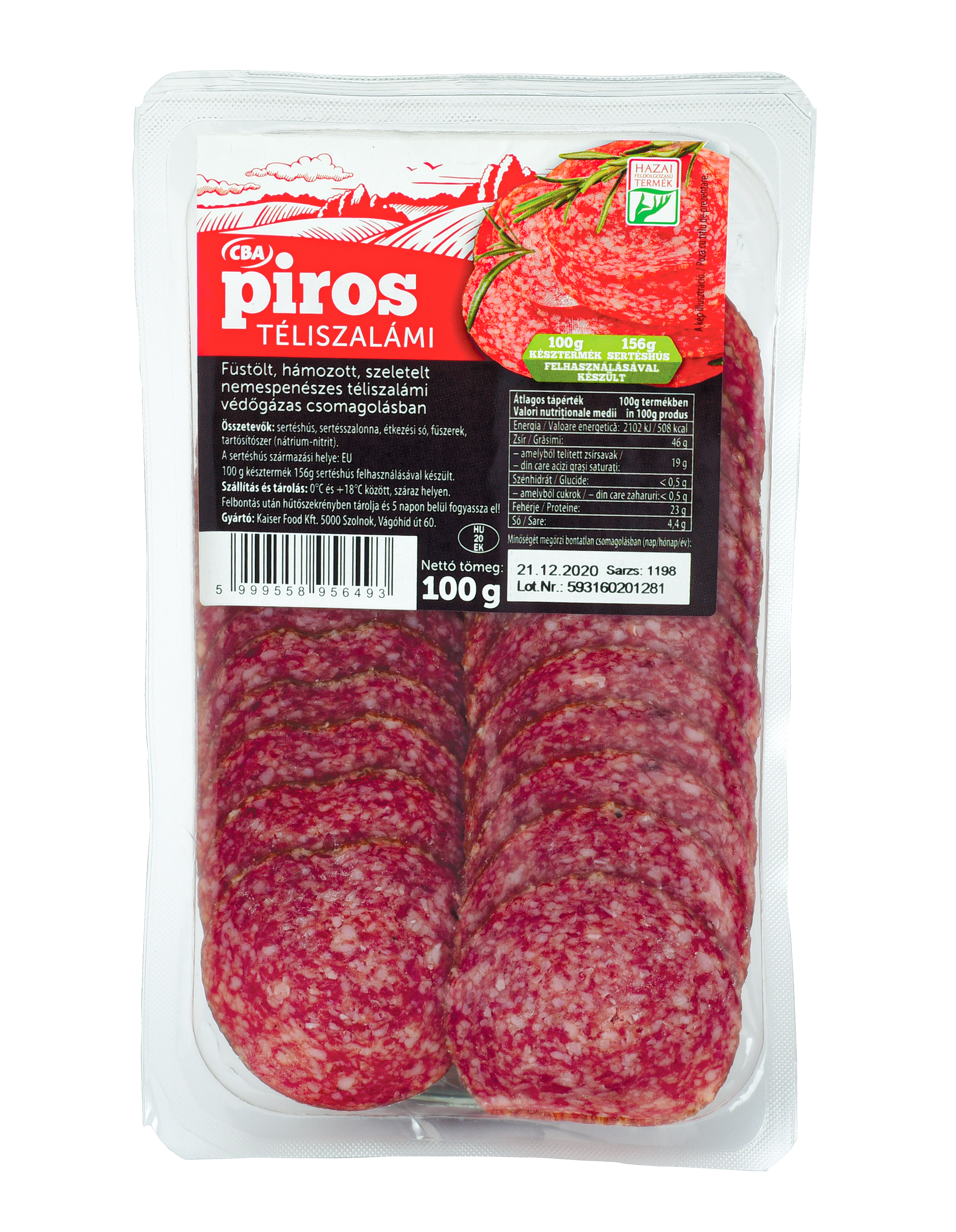 CBA Piros téliszalámi szeletelt 100g